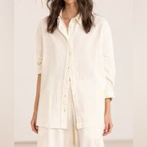A+ linen Elegant Women's Cream buttoned down blouse